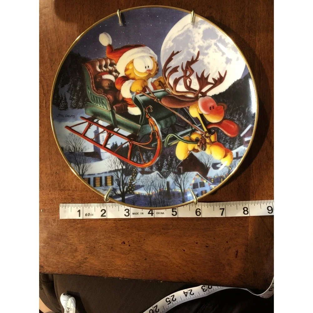 Danbury Mint Garfield Christmas Plate A One Dog Open Sleigh Jim Davis M6195 8